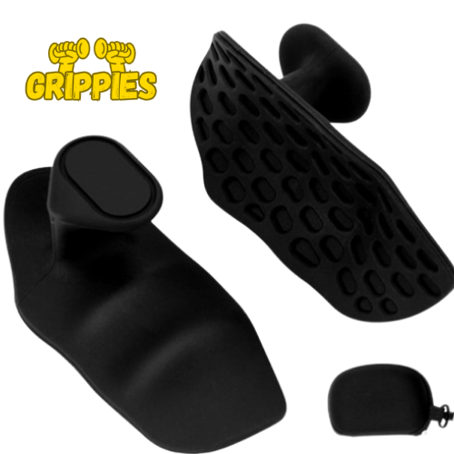 Original Grippies Black Edition - Premium rubberised gym grips for heavy deadlifts and barbell training.